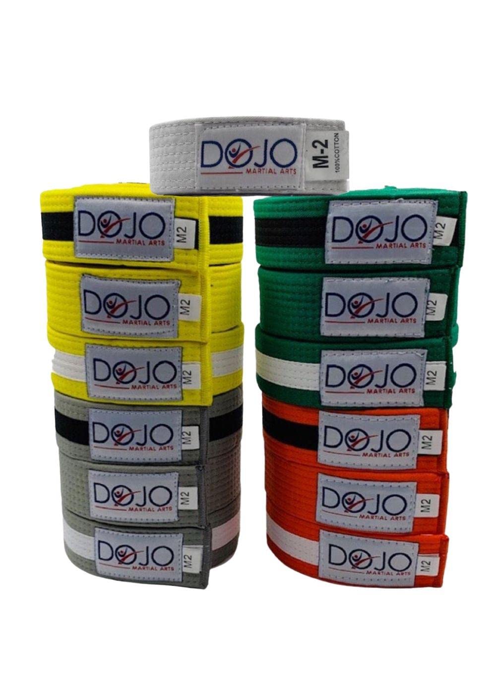 Dojo Kids Deluxe Ranked BJJ Belt Childrens Jiujitsu Belt White Grey Yellow Orange Green M0 M2 M4 Boys Girls IBJJF Grading Belts