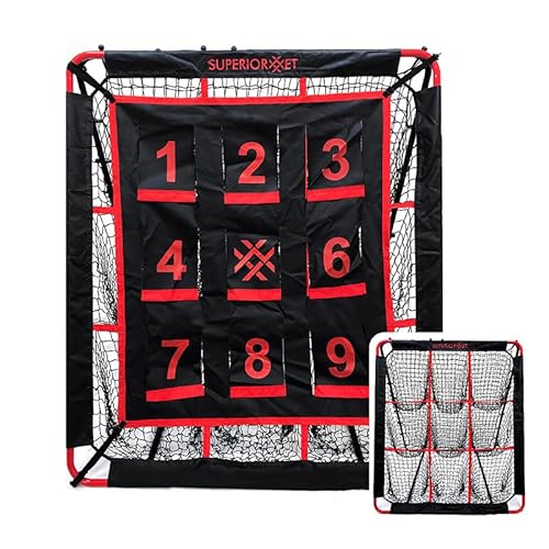 5x4FT Adjustable Angles Rebounder Net with 9 Pocket Targets –
