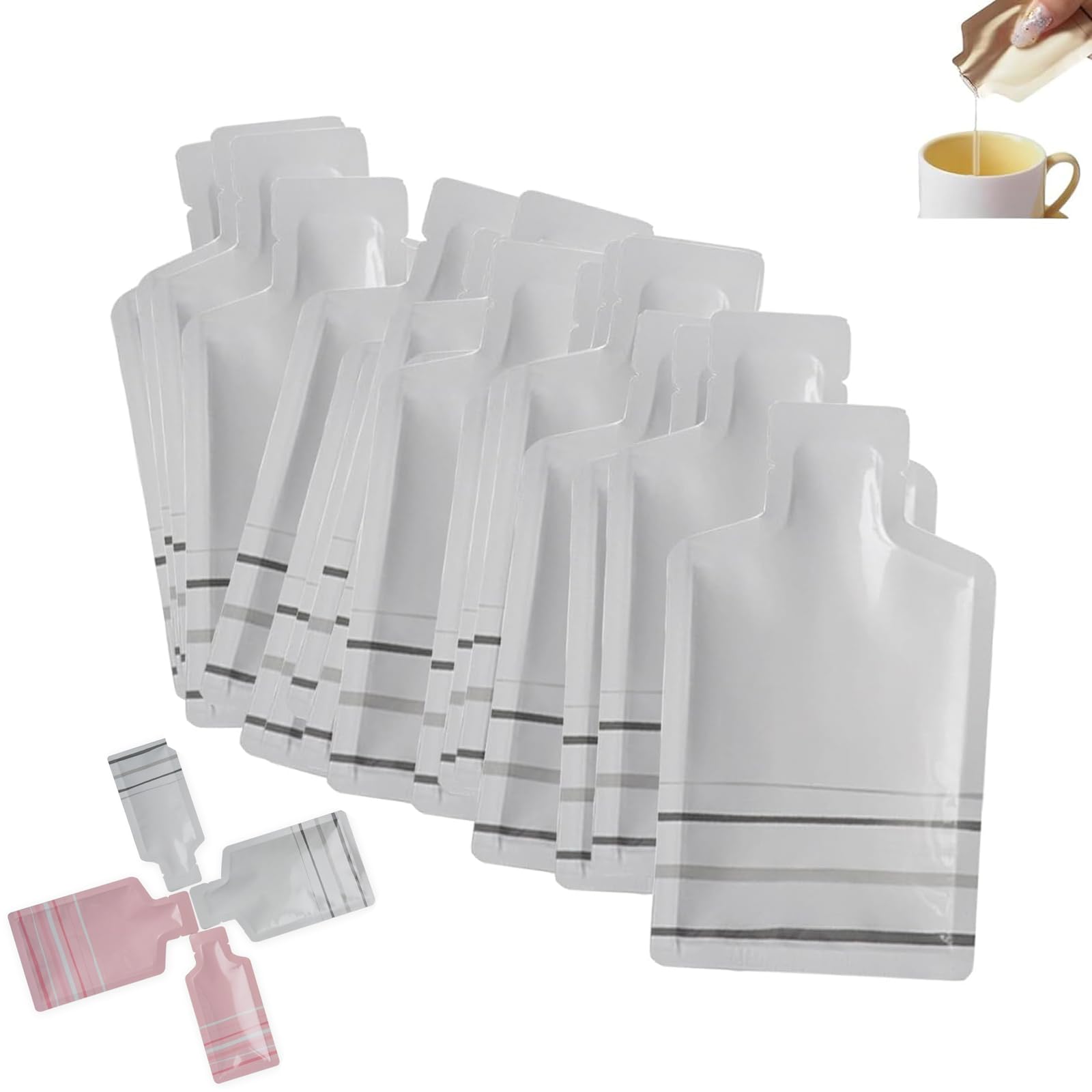 KyneLit 100 Pack Heat Sealing Shampoo Sample Pouches, Portable Heat Sealing Pouches,Travel Toiletry Liquid Pouches Containers Vacuum Storage Bags (White,5x11cm)