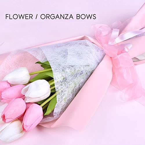 Miniatura 2 de Gasa rosa, cinta rosa, cinta para envolver regalos y decoraciones 1 pulgada 50 yardasrollo