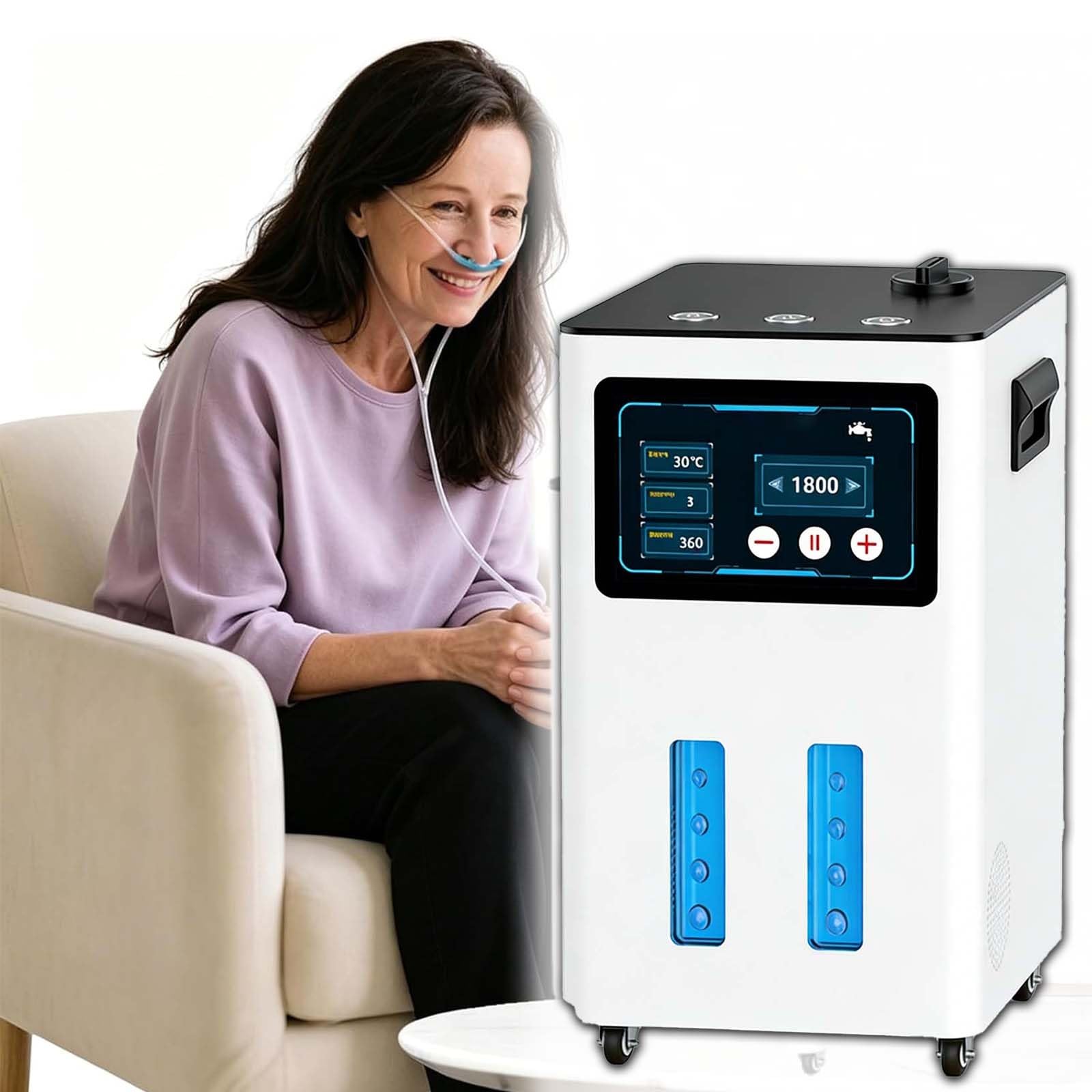 Domowy Inhalator Wodorowy, Inhalator Wodorowy, Czystość 99,99%, 7-Stopniowa Separacja, Zbiornik Na Wodę 3 L, Automatyczne Napełnianie, Regulowany Timer 0,5-6 Godz, Do Biura(White,900ml)