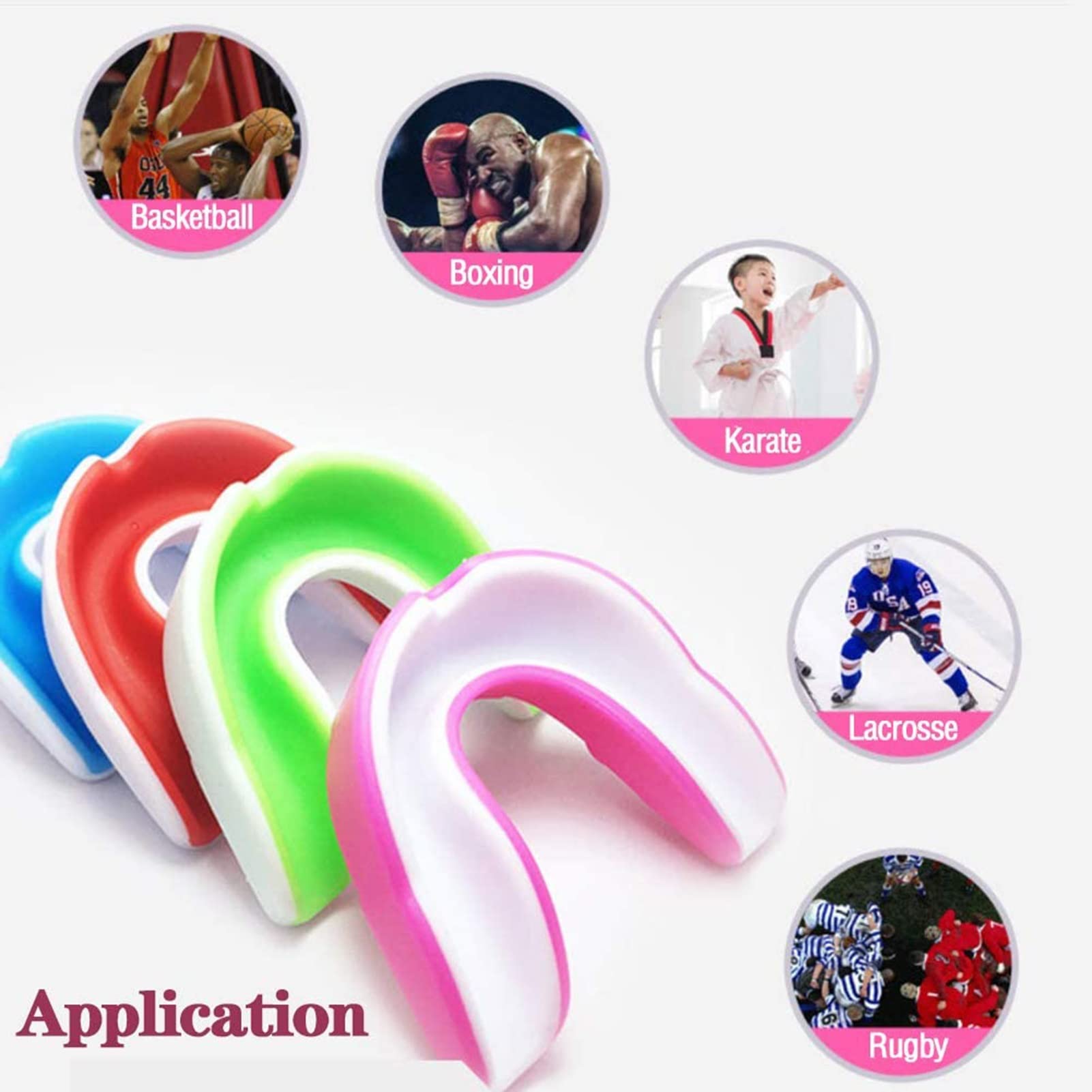 Bouclier de Gomme de Sport Adultes, Protège-dents avec Étui pour La Boxe Rugby Hockey, Football, Crosse MMA Et Tous Les Sports de Contact, Protège-dents Moulable, 4 Pièces