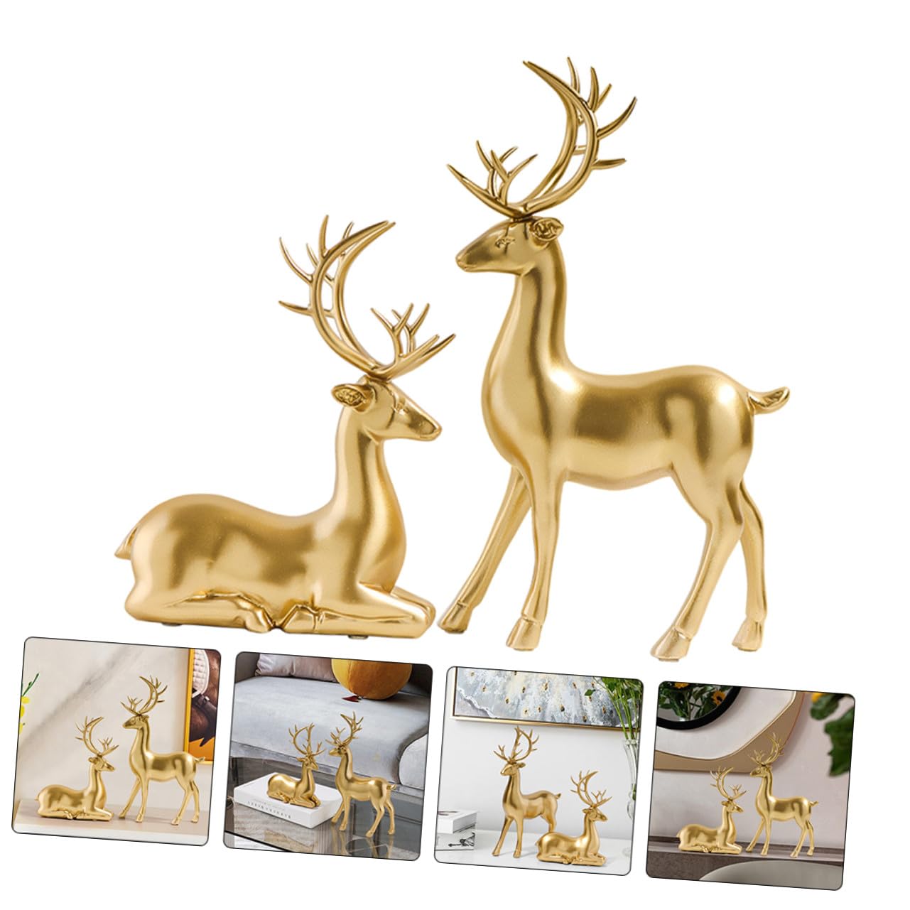 Baluue 2stücke Rentier Elch Weihnachtsfigur aus Kunstharz Elch Dekoration für Zuhause Kreative Weihnachtsdekoration für Inneneinrichtung