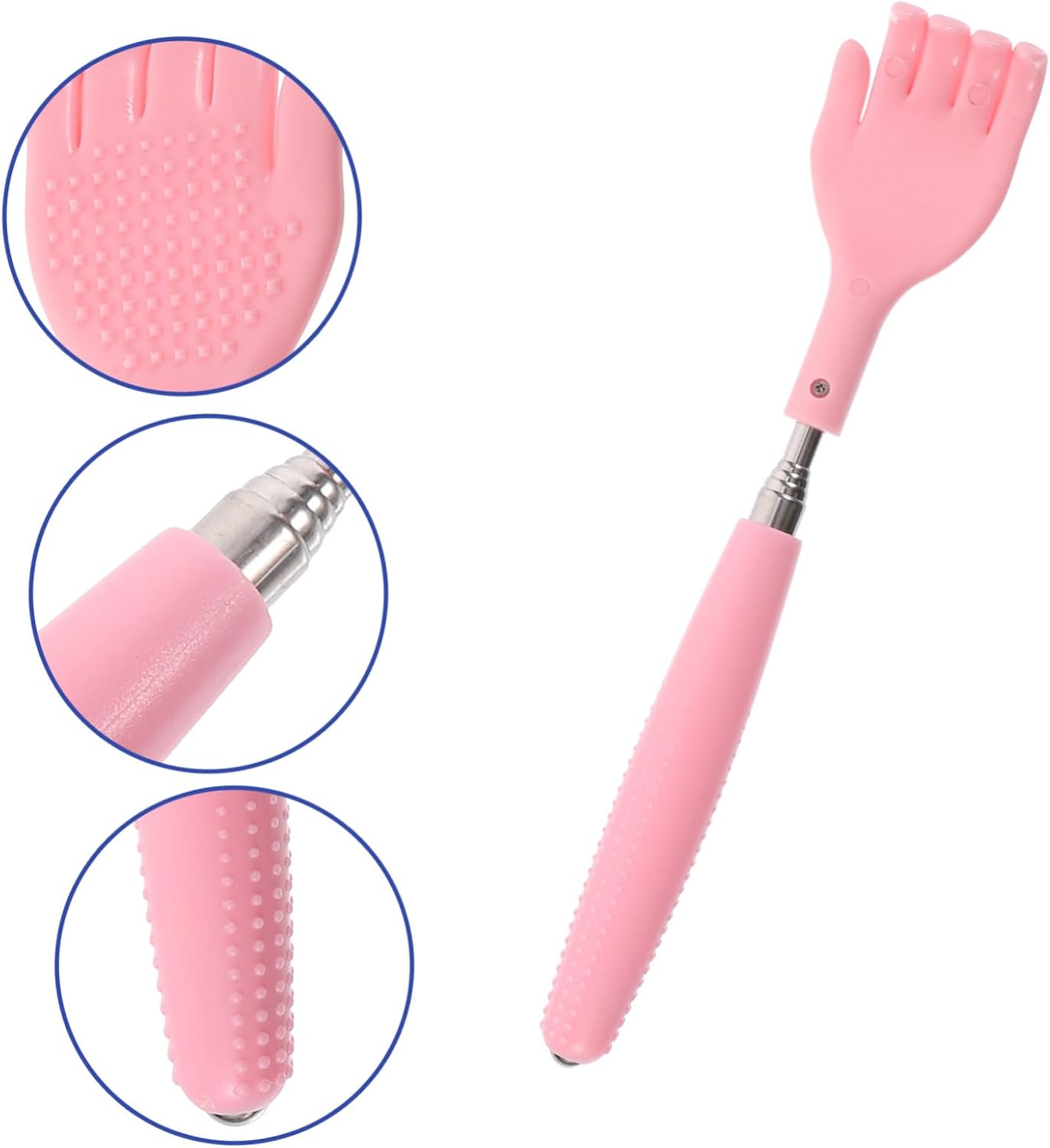 Telescopic Back Scratcher Retractable Massager with Pink Handle