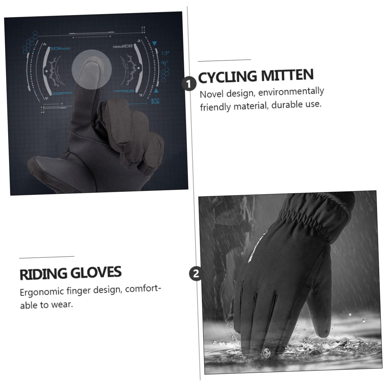 Mikinona 1Pair Winter Warm Skid Gloves for Men Women Thermal Cycling Mittens with Ergonomic Design for Outdoor Sports and Mountain Biking