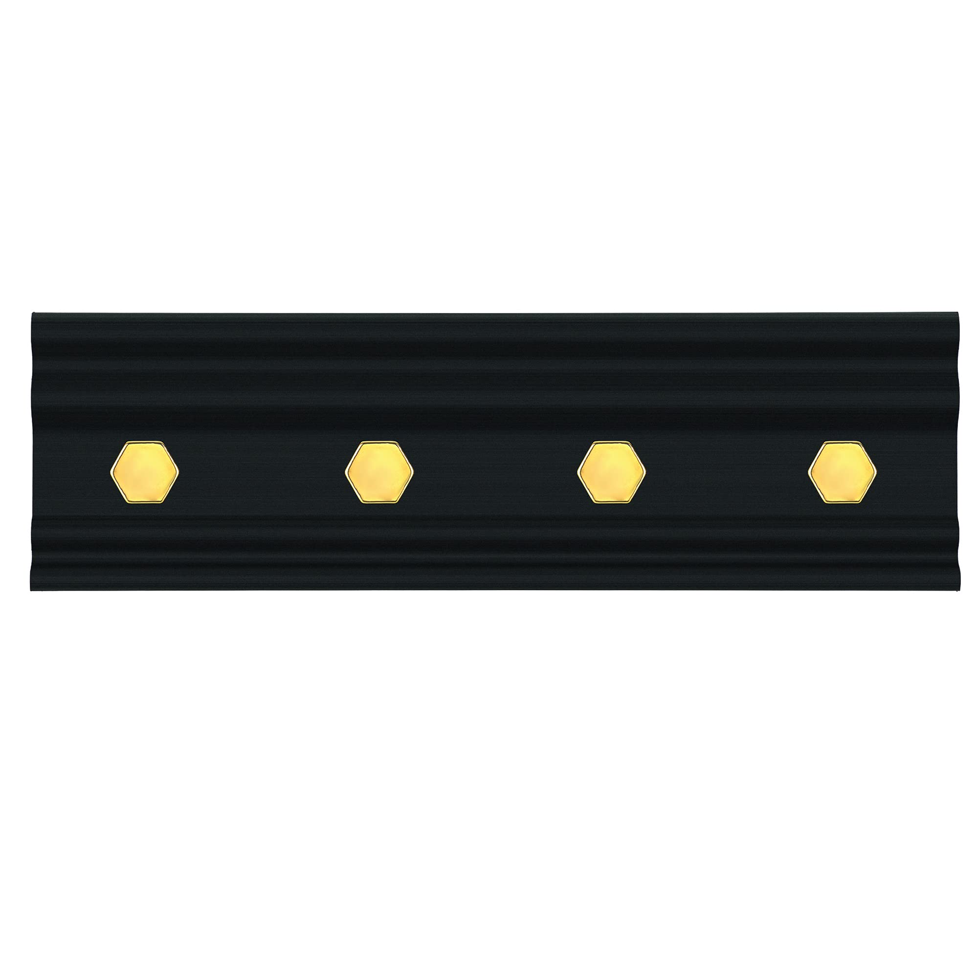 LIVIVO 4 Hook Hexagon Wall Mounted Rack Wood for Clothes Jackets Towel Robe Purse to be Used in Hallway Bedroom Cloak Room - Black & Gold (4 Hook)