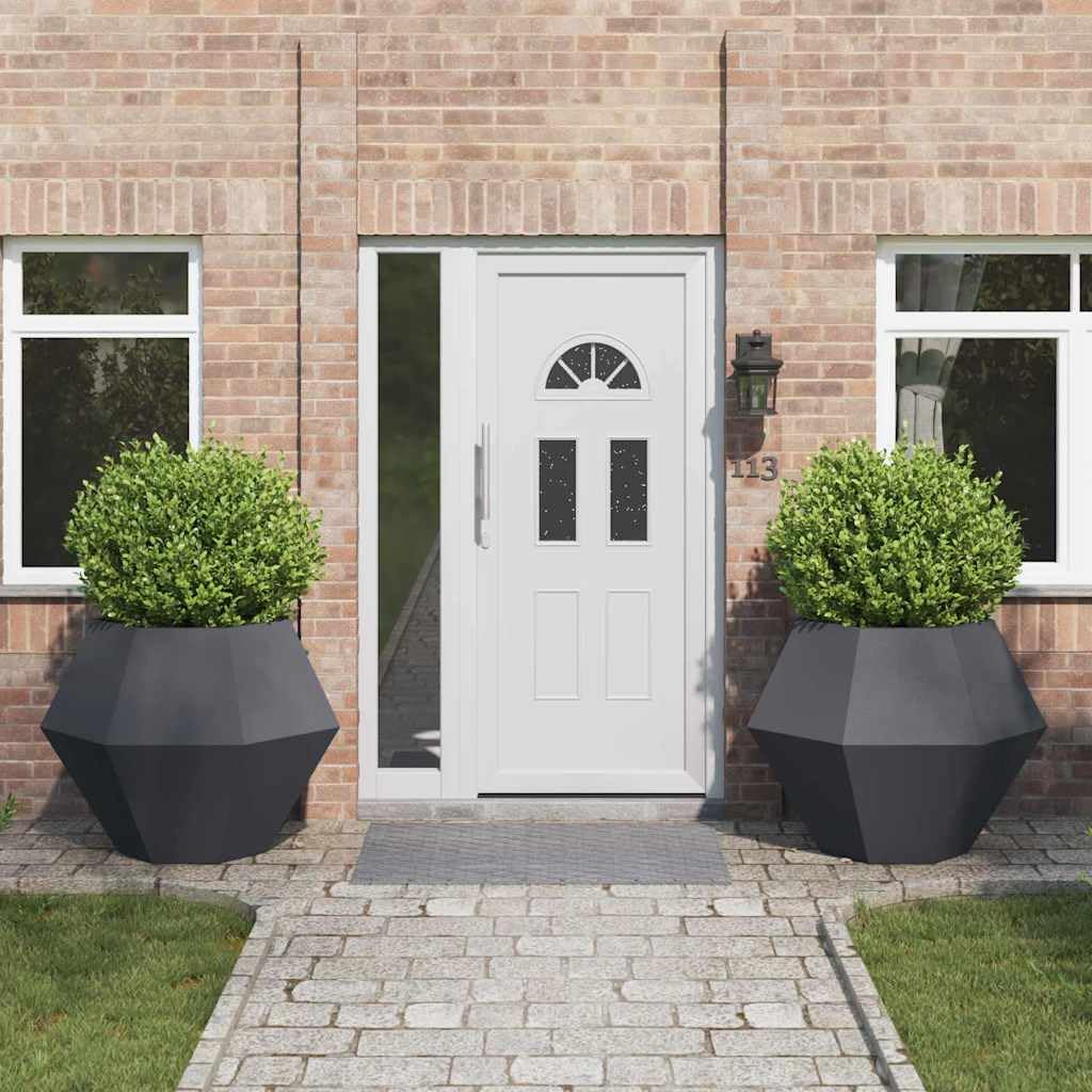vidaXL Donica 2 pcs Antracyt 100 x 100 x 80 cm Stal, Donica zewnętrzna, wytrzymały pojemnik na rośliny, elegancka skrzynka, prostokątny zbiornik z stali