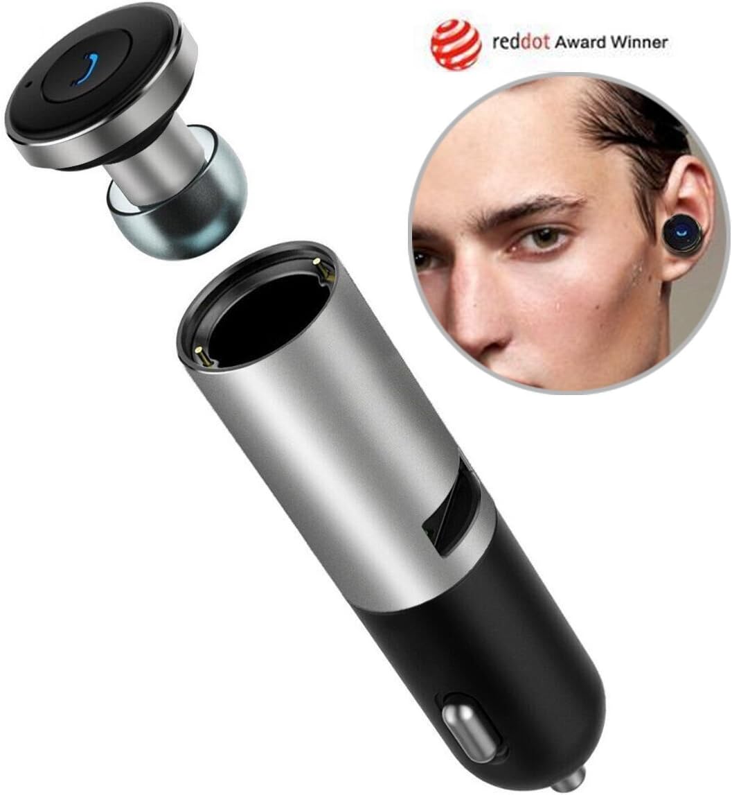 TRF Bluetooth 4.0 Headsets with Mic, Mini Hand-free In-ear Headphone with 3 Different Size Earbud Tips Car Charger for iPhone 6s / 6s Plus, LG G4 / G5, and Other iOS and Android Devices (Black)