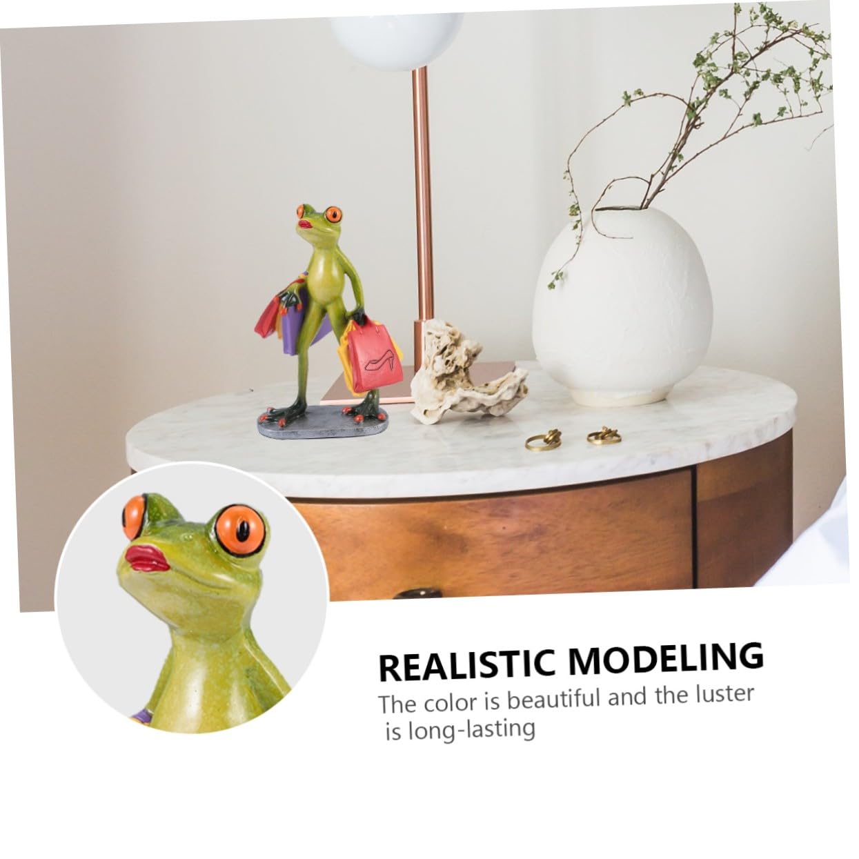 Adorno de Ranas Creativo de Resina Verde para Salón y Oficina