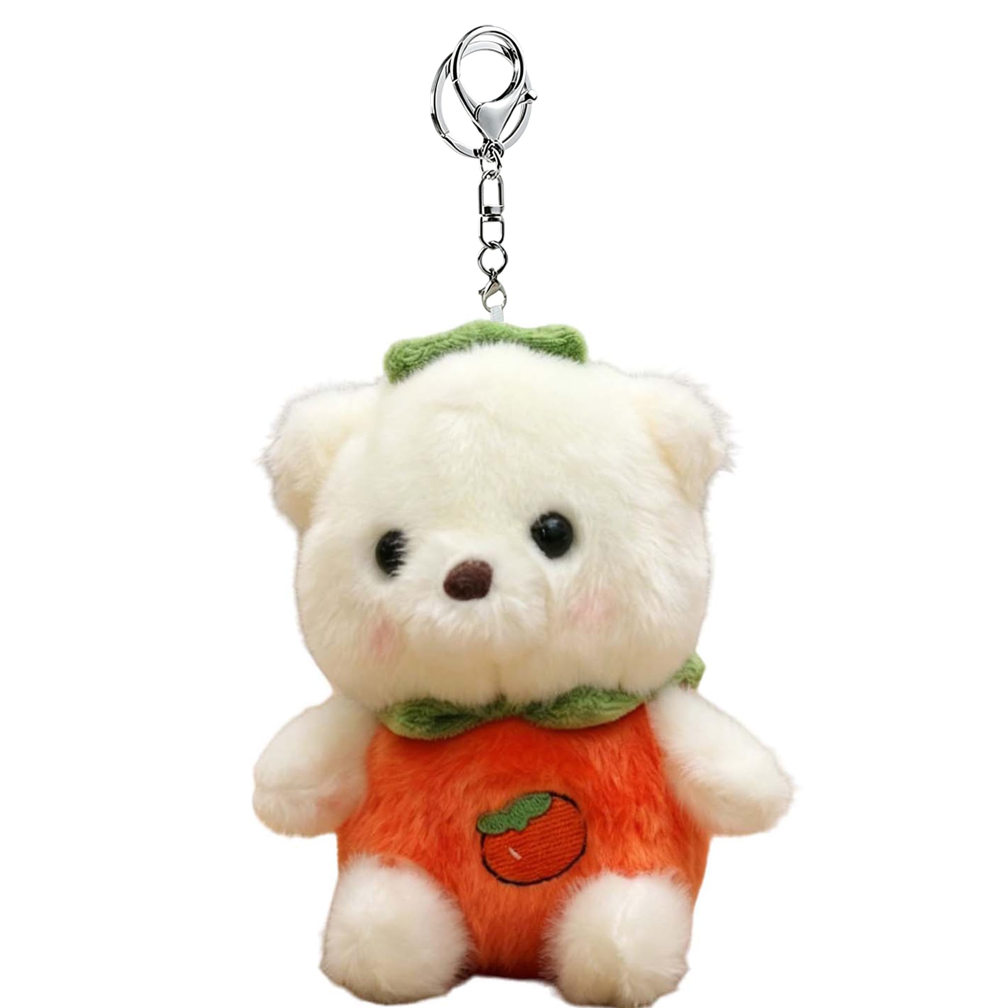 Glimbely Cute Plush fruit bear Bag Charm for Backpack, Kawaii Car Keychain Holder Cute Stuffed Animal bear Purse Charms for Handbags (Orange)