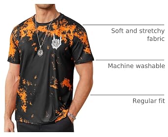 Hardaddy Men's Casual Tie Dye T-Shirts Short Sleeve Round Neck Graphic Tee Rock Band Tee Shirts