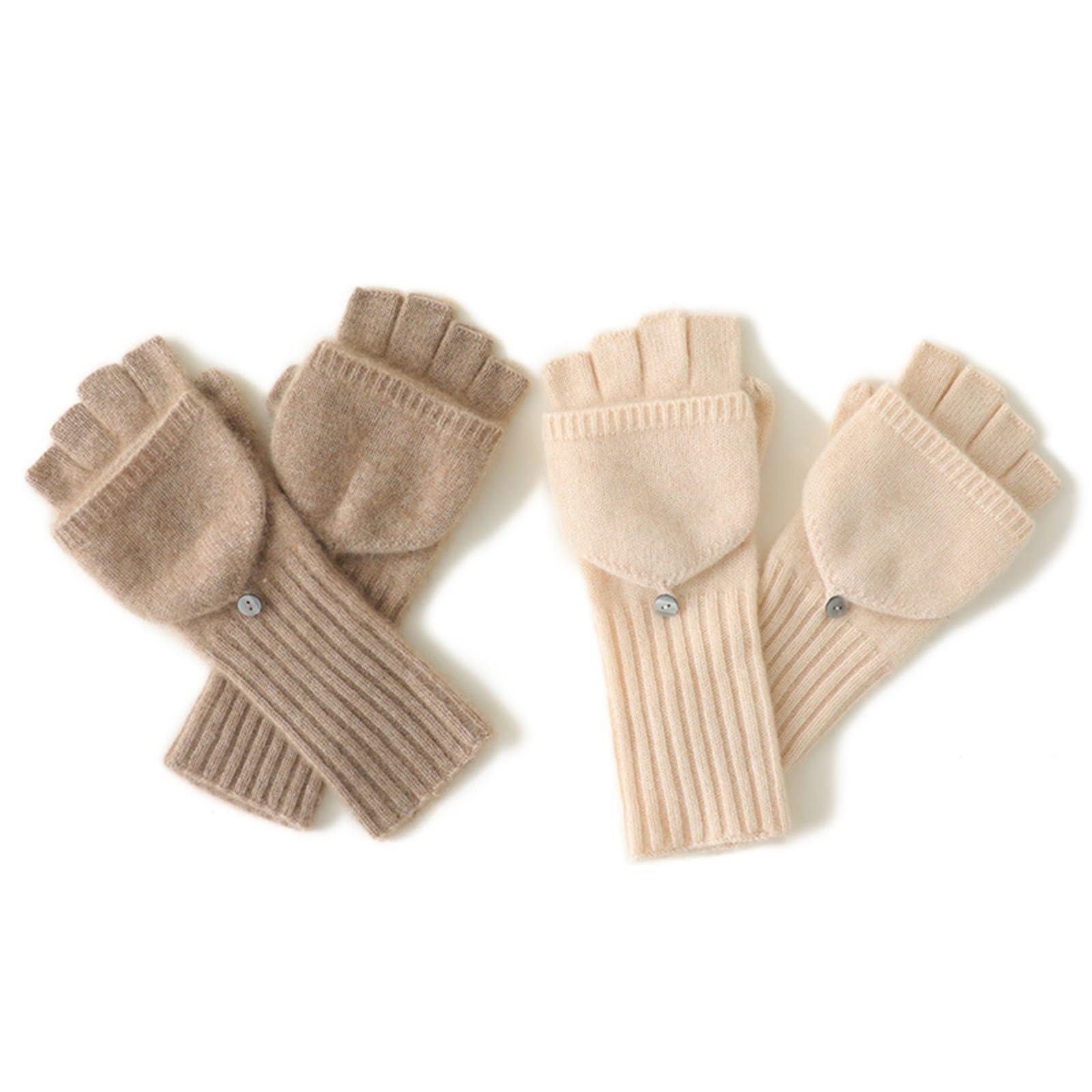 Guantes de punto de moda, unisex, mezcla de lana de cachemira, sin dedos, guantes cálidos para clima frío, ciclismo, accesorios de invierno, unisex, mezcla de lana de cachemira