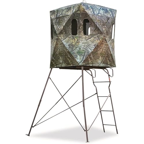 Guide Gear 6 Foot Tripod Hunting Tower Blind, 2-Man Stand Elevated, Hunting Gear Equipment Accessories, 4 by 4