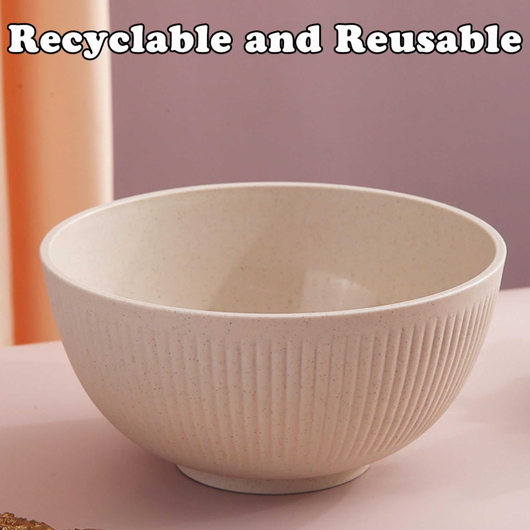 QHNTXQD Unbreakable Cereal Bowls, 24 OZ Lightweight Plastic Bowl Set of 4 - Image 3