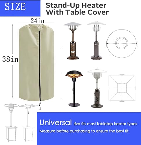 Miniatura 4 de Cubierta de calentador de mesa resistente, 38 pulgadas de alto x 24 pulgadas de ancho x 24 pulgadas de profundidad, calentador de patio redondo con