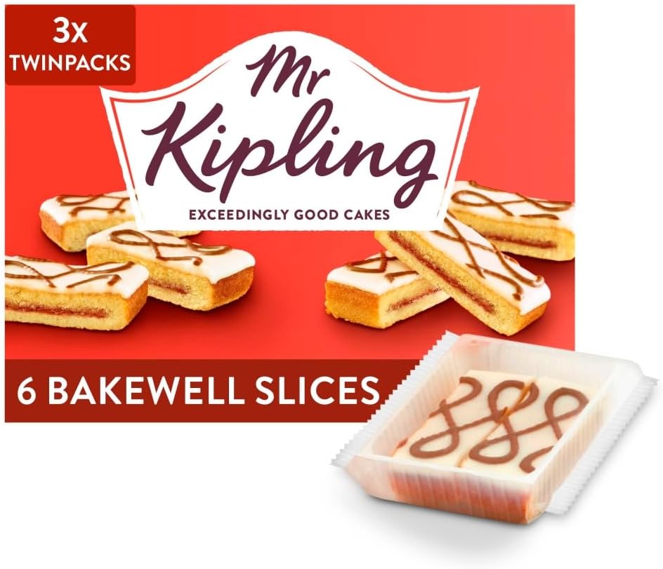 Mr Kipling Bakewell Cake Slices, 6 Treats – Perfect For Snacking On-the-Go (Pack of 1)