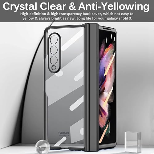Miniatura 4 de Miimall Funda para Samsung Galaxy Z Fold 3 con protector de pantalla, Z Fold 3 con protección de bisagra y PC chapado de lujo y pantalla de vidrio