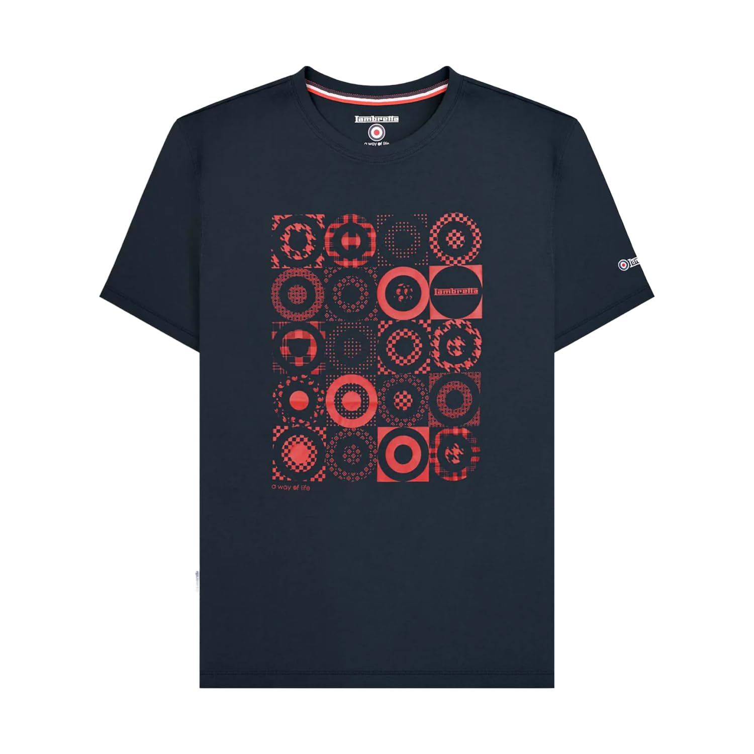 Lambretta Mens Target Pattern Short Sleeve T-Shirt - Navy - 2XL
