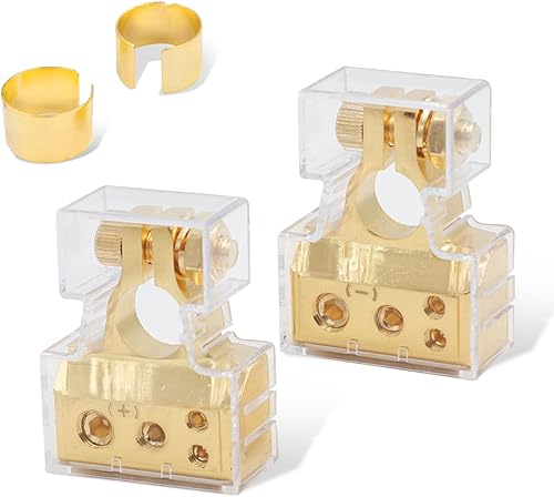 2 terminales de alimentación de modificación de audio para automóvil, 2 x 2.55 x 0.96 pulgadas, carcasa de plástico de policarbono, adaptadores de