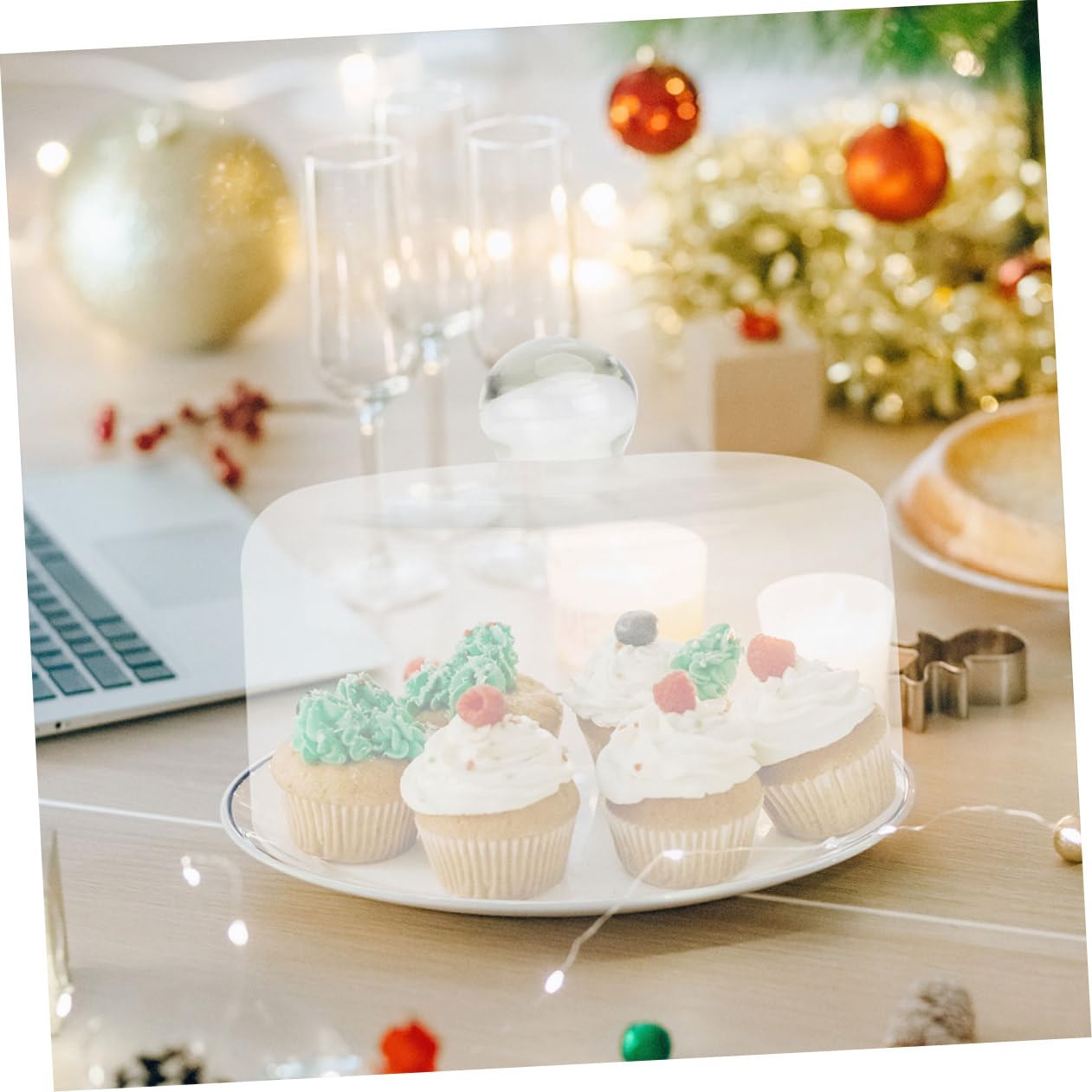 BESPORTBLE Couvercle de Plateau à Gâteau Dôme à Gâteau en Verre Réutilisable Facile à Nettoyer Accessoire Pâtisserie Protection Alimentaire pour Buffet et Activités