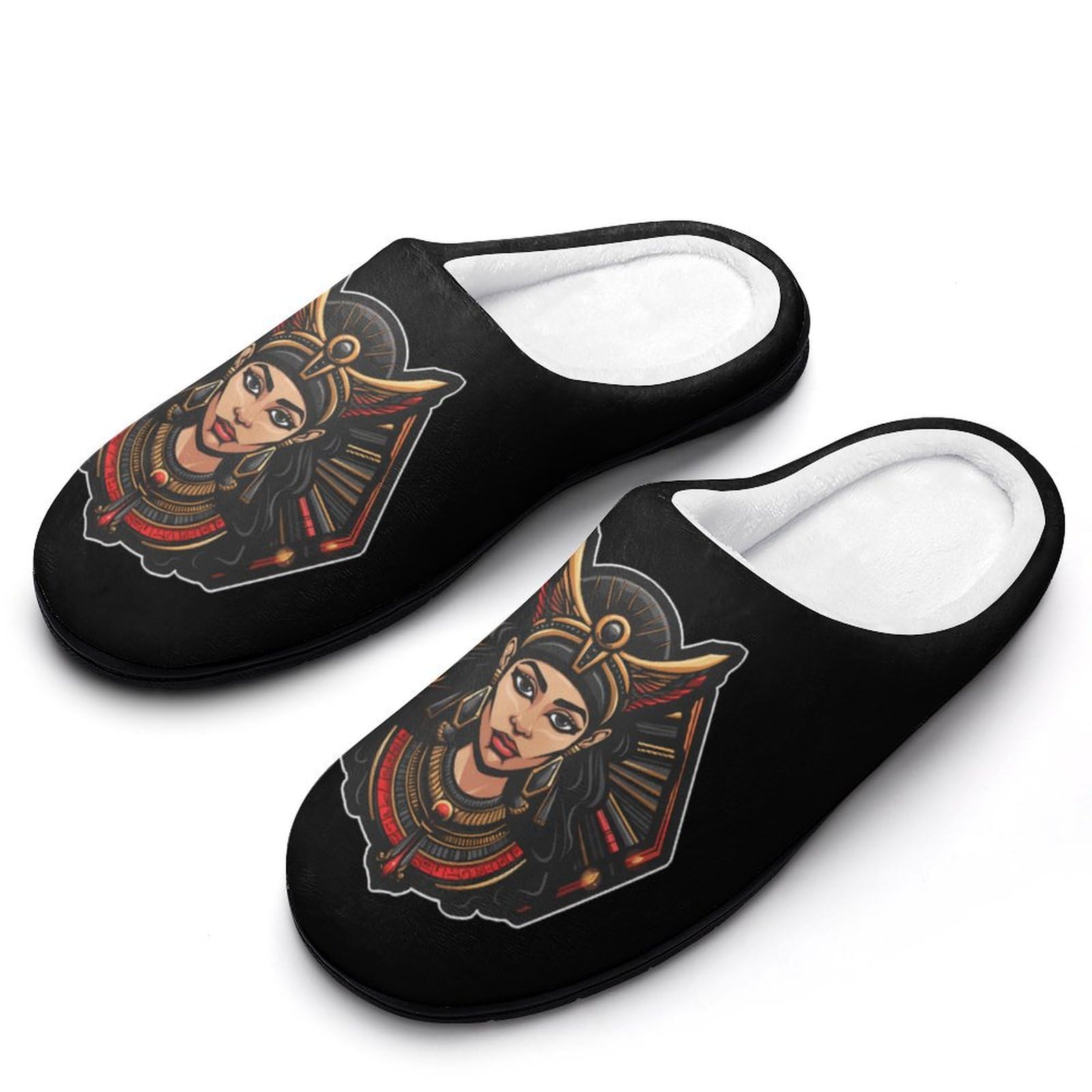 Goddess Egyptian Pharaoh Pyramid Ancient Egypt (1) Mens Slippers Casual Slip On Warm House Shoes with Rubber Sole Indoor Outdoor 13-14?46-47?
