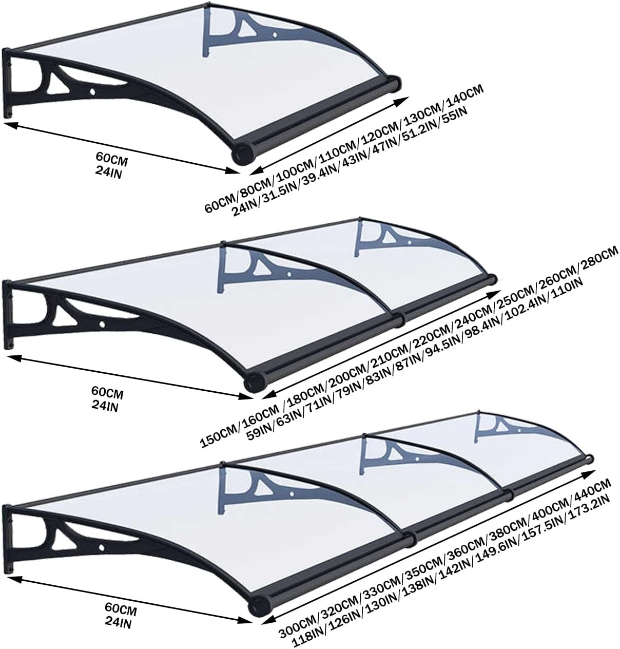 UV Protection Modular Awning for Doors & Windows Gutter Design Premium Materials 60cm x 180cm Outdoor Shelter Solution Weatherproof Canopy Easy Installation