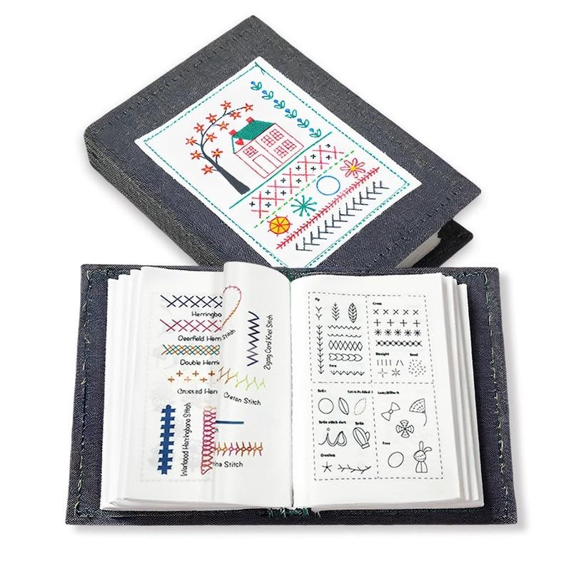 HMCEY Libro Bordado Principiantes,Embroidery Stitch Book,Libro de Puntadas de Bordado,Libros de Costura Creativa,Kit Punto de Cruz,Patrones de Bordados a Mano para Adultos y Amantes,Manualidades