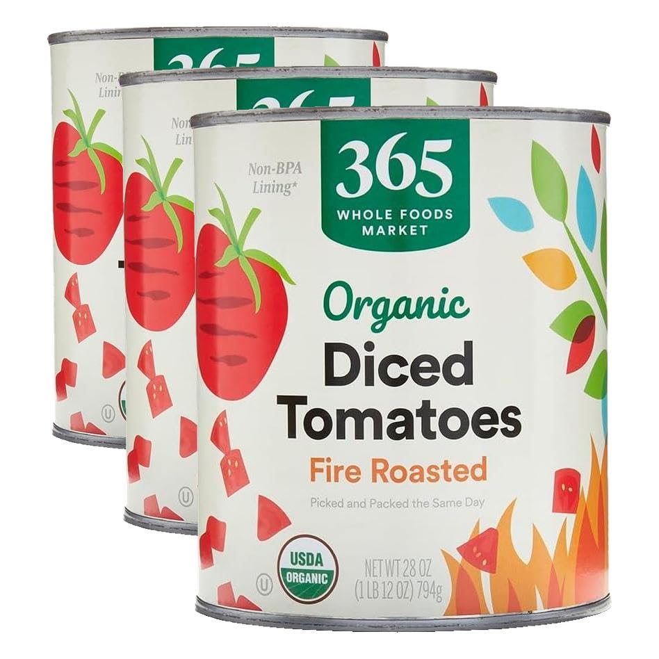 365 by Whole Foods Market, Tomatoes Diced Fire Roasted Organic, 28 Ounce (Pack of 3)