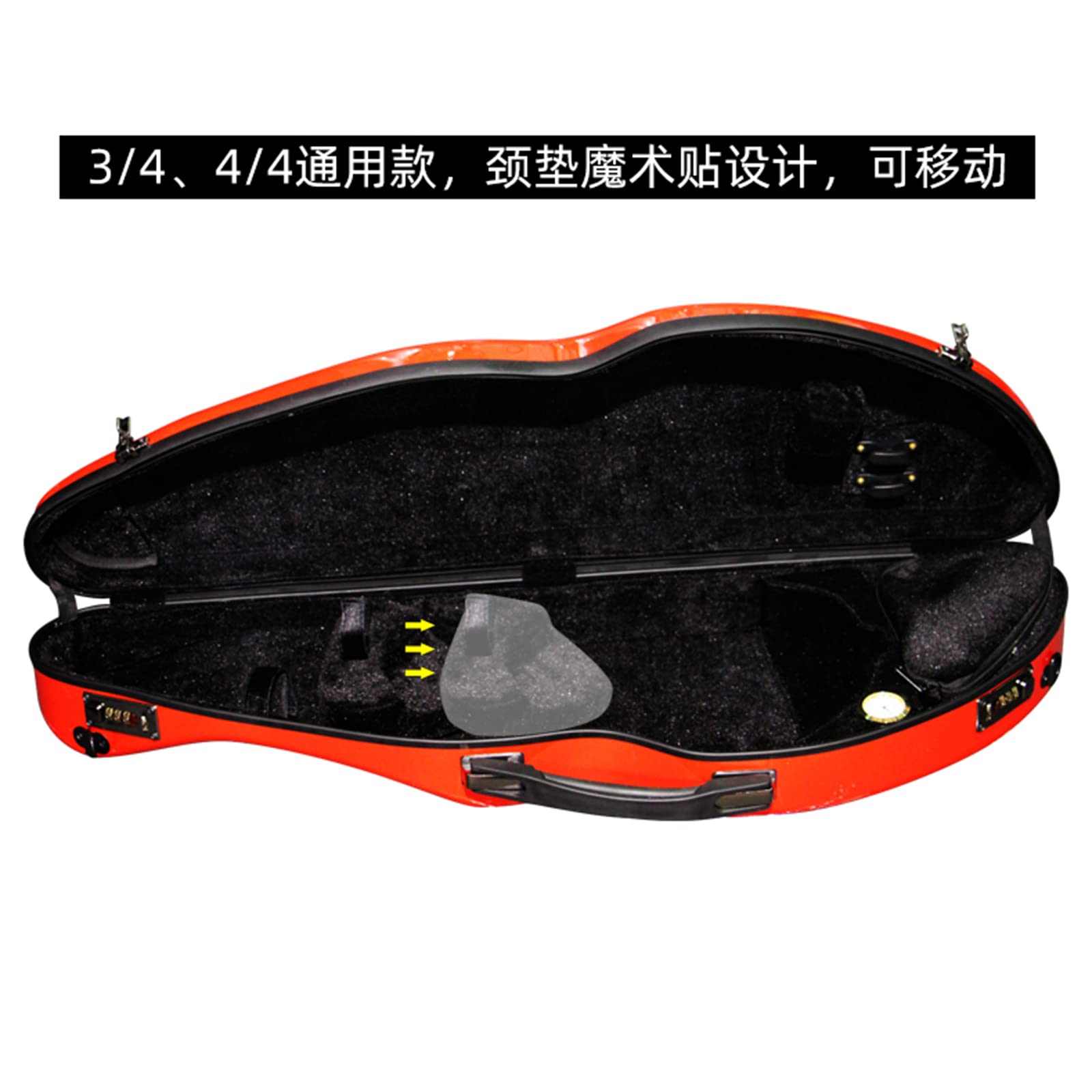 Estuche para Violín 4/4 Tamaño Completo con Higrómetro, Estuche para Violín Fuerte Interior de Felpa Súper Liviano con Bloqueo de Contraseña,White