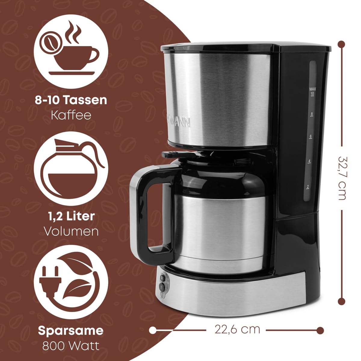 Barista Filterkoffiezetapparaat met thermokan, 24-uurs timer en