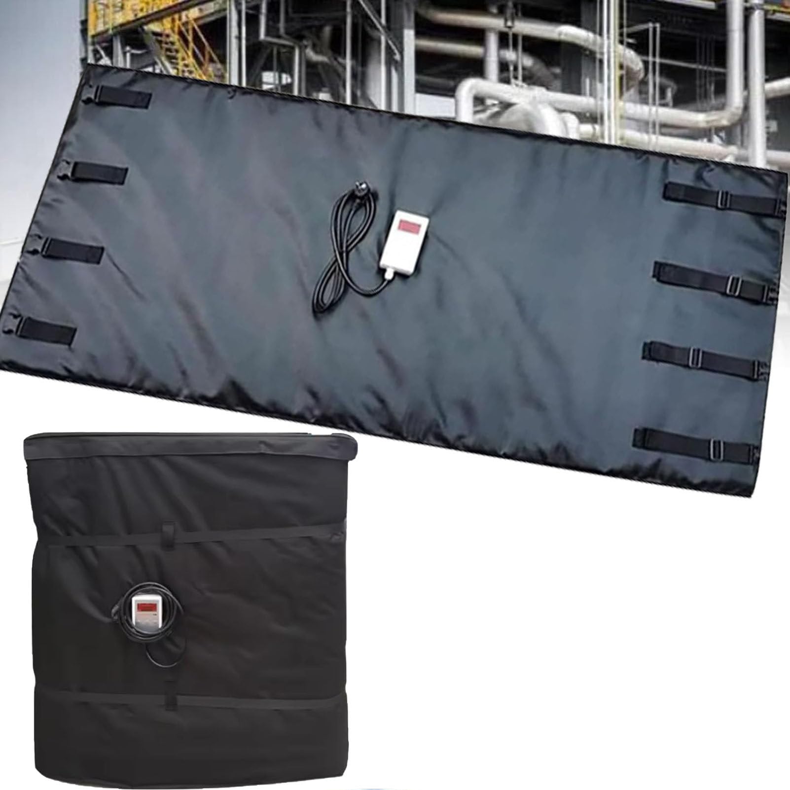 IBC-Fassheizer, 0~150 °C einstellbares Öleimer-Heizband, wasserdichte Isoliermaterialien, für Ölfässer, Rohre, Kunststofftanks Black-275Gallon/1000L