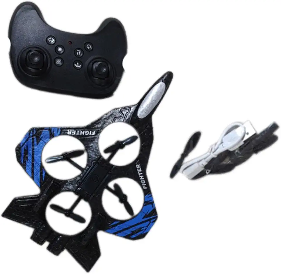 Colaxi Planador de aeromodelismo RC, fácil de controlar, com luzes LED, modelo de caça para acrobacias aéreas, para crianças, adultos e iniciantes a partir, Azul