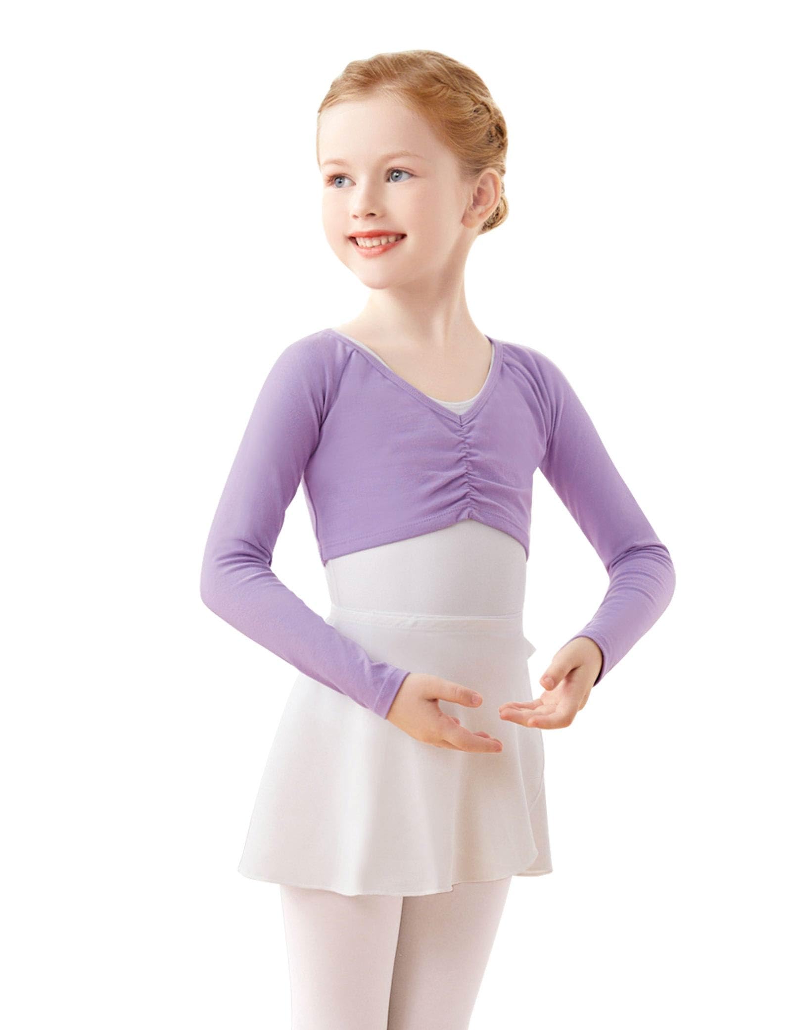 Kids Girls Ballet Wrap Tops Long Sleeve Crop Dance Sweaters for Leotards