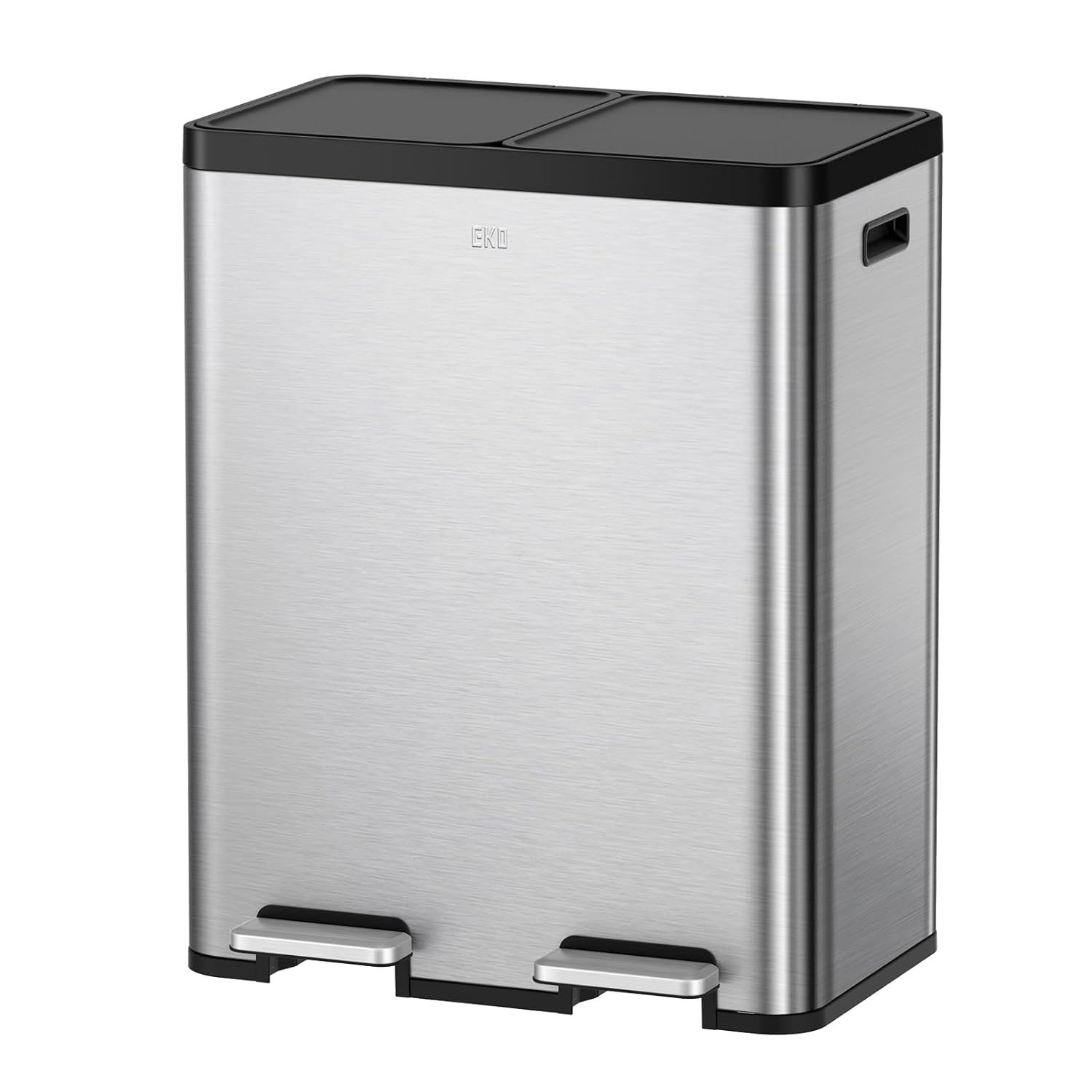 EKO Pattumiera Differenziata 2 Scomparti 30L + 30L con Doppio Pedale | Acciaio Inox Antimpronta | Coperchi Eleganti | Sottolavello Double