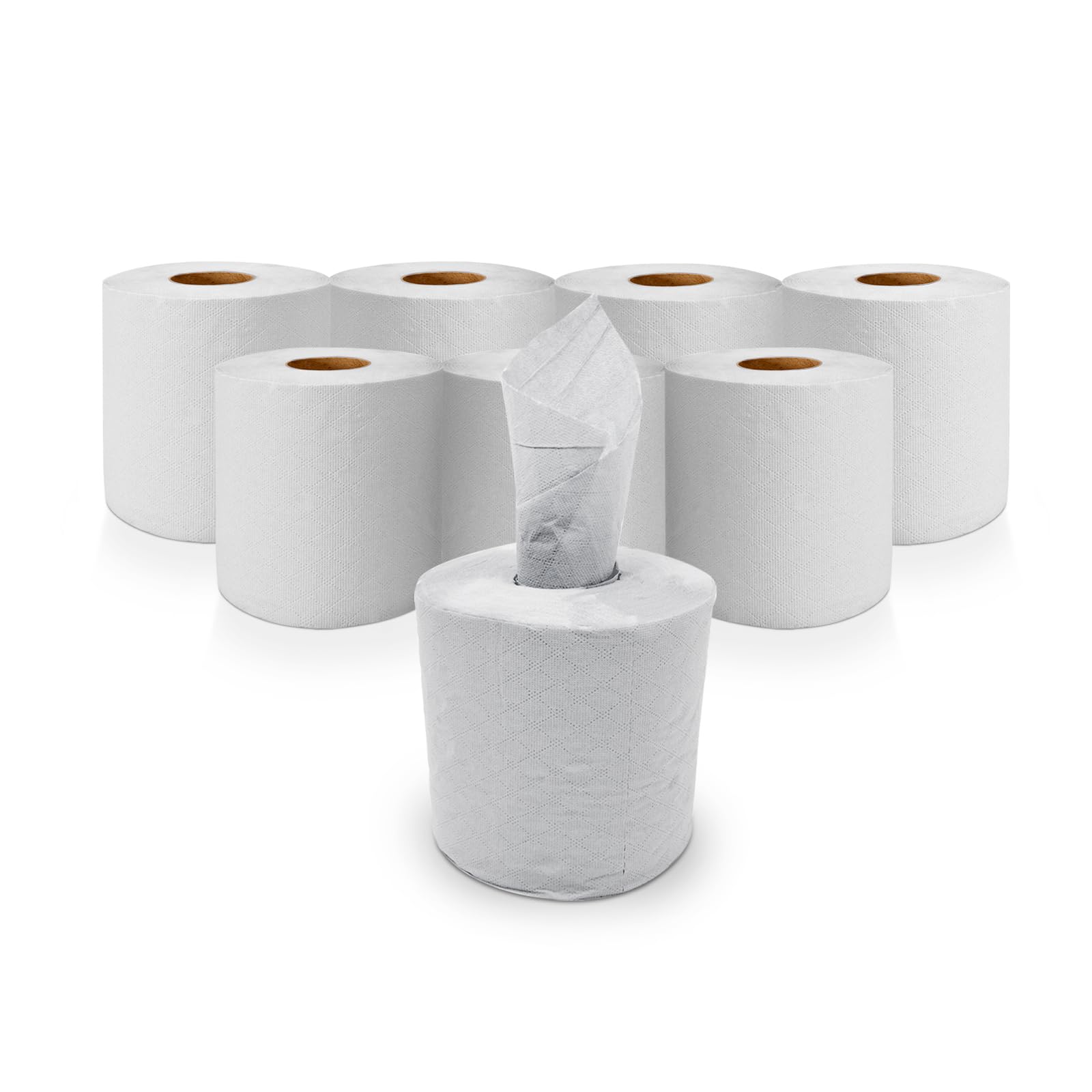 6 Pack 2-Ply White Centrefeed Rolls – Embossed Paper Towels for Cleaning, Drying and Hygiene – Strong & Absorbent Kitchen Tissue Wipes for Home, Office, Garage Use