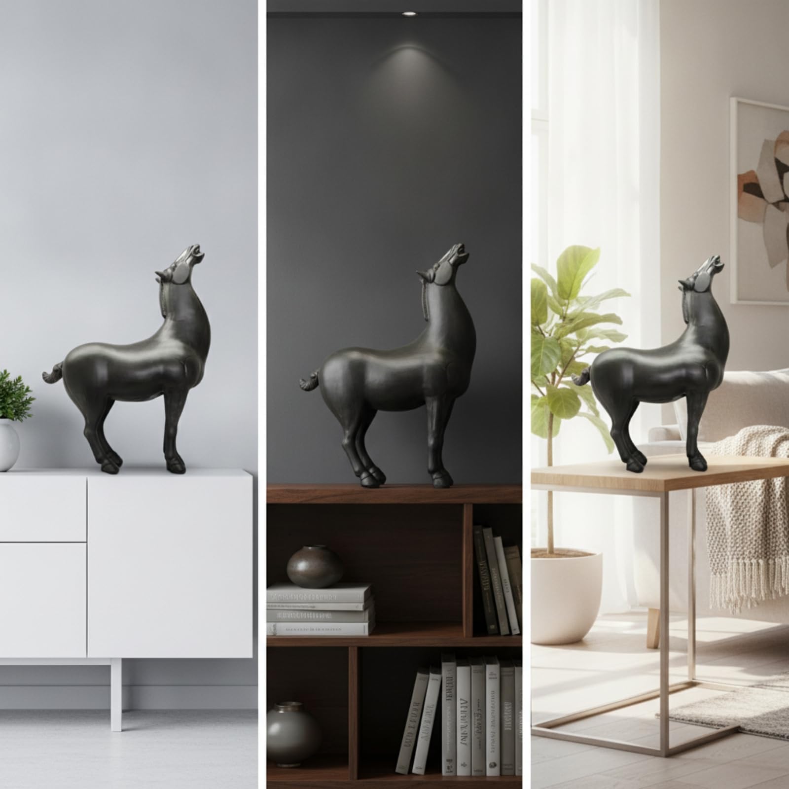 Baoblaze Escultura de Caballo Abstracto Estatua Figura Adorno de Caballo Decorativo en Resina con Líneas Fluídas y Cola Acabado, Largo 50 Cm, Ancho 22 Cm, Alto 76 Cm, Estilo Chino Moderno