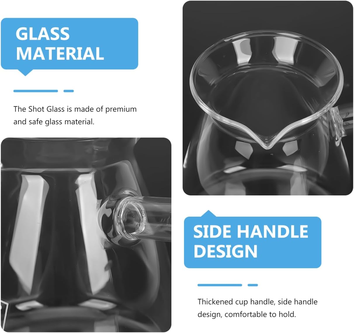 Side Handle Turkish Coffee Pot: Glass Boiling Pot for Coffee, Tea, Milk - Compact Design with V-Shaped Spout for Controlled Pouring - 450ml/15.22oz