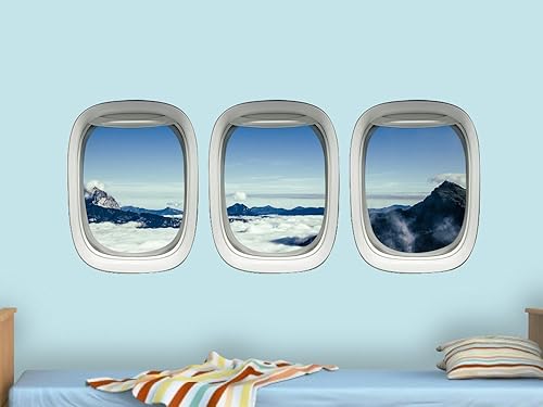 Miniatura 2 de Ventana de avión se aferra calcomanías de aviación pegatinas de pared aérea arte VWAQ-PPW15