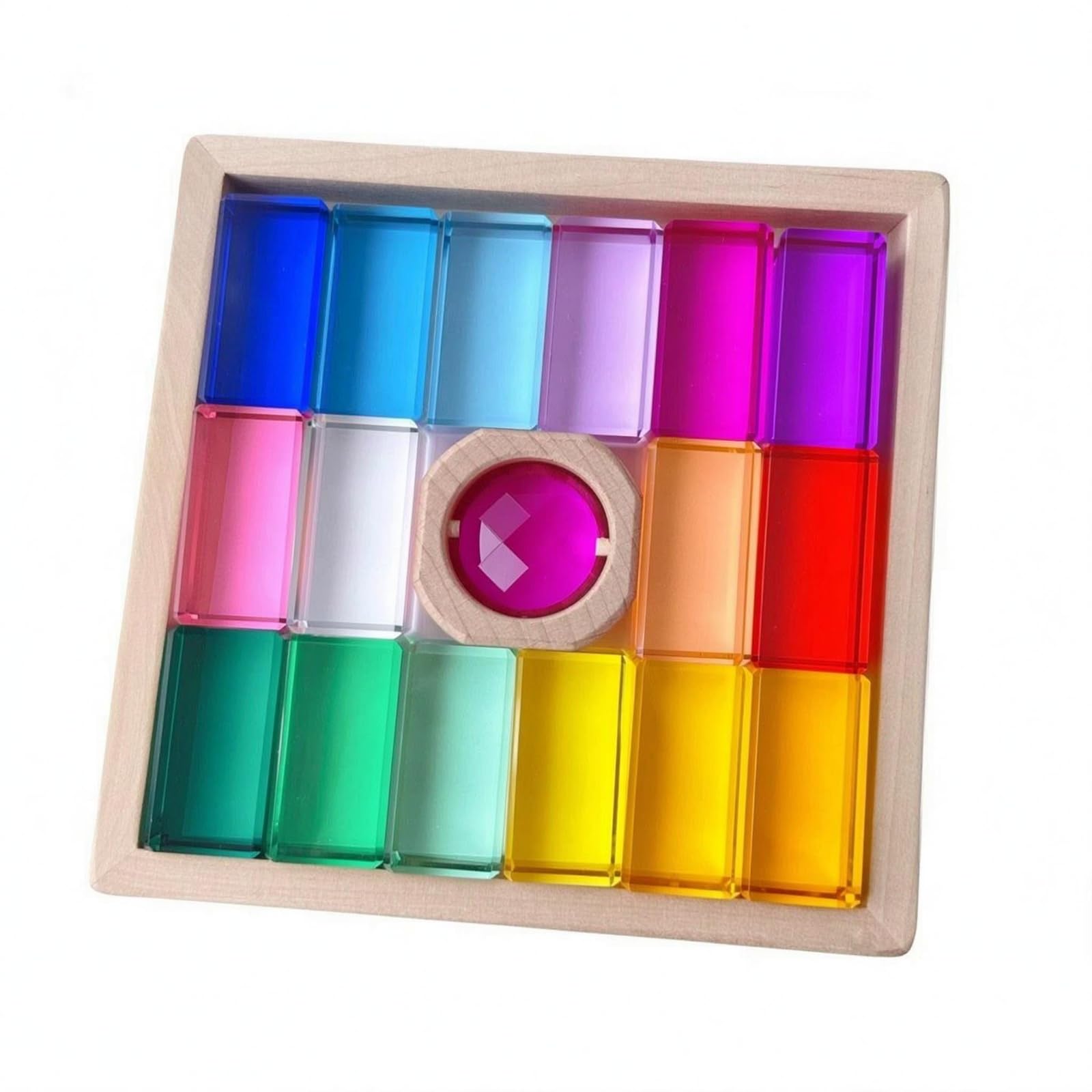 predolo Blocchi da Costruzione per Bambini Set di Costruzione per Apprendimento Giocattolo Impilabile con in Legno in Acrilico Scoperta di Colore Forma Equilibrio Adatto a Casa Scuola Regalo
