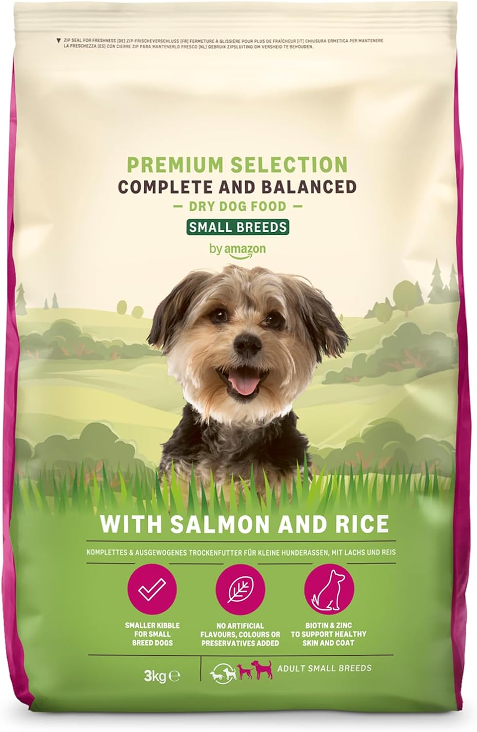 Amazon-Marke: Lifelong Complete Trockenfutter für ausgewachsene kleine Hunde mit Lachs und Reis, 1 x 3 kg