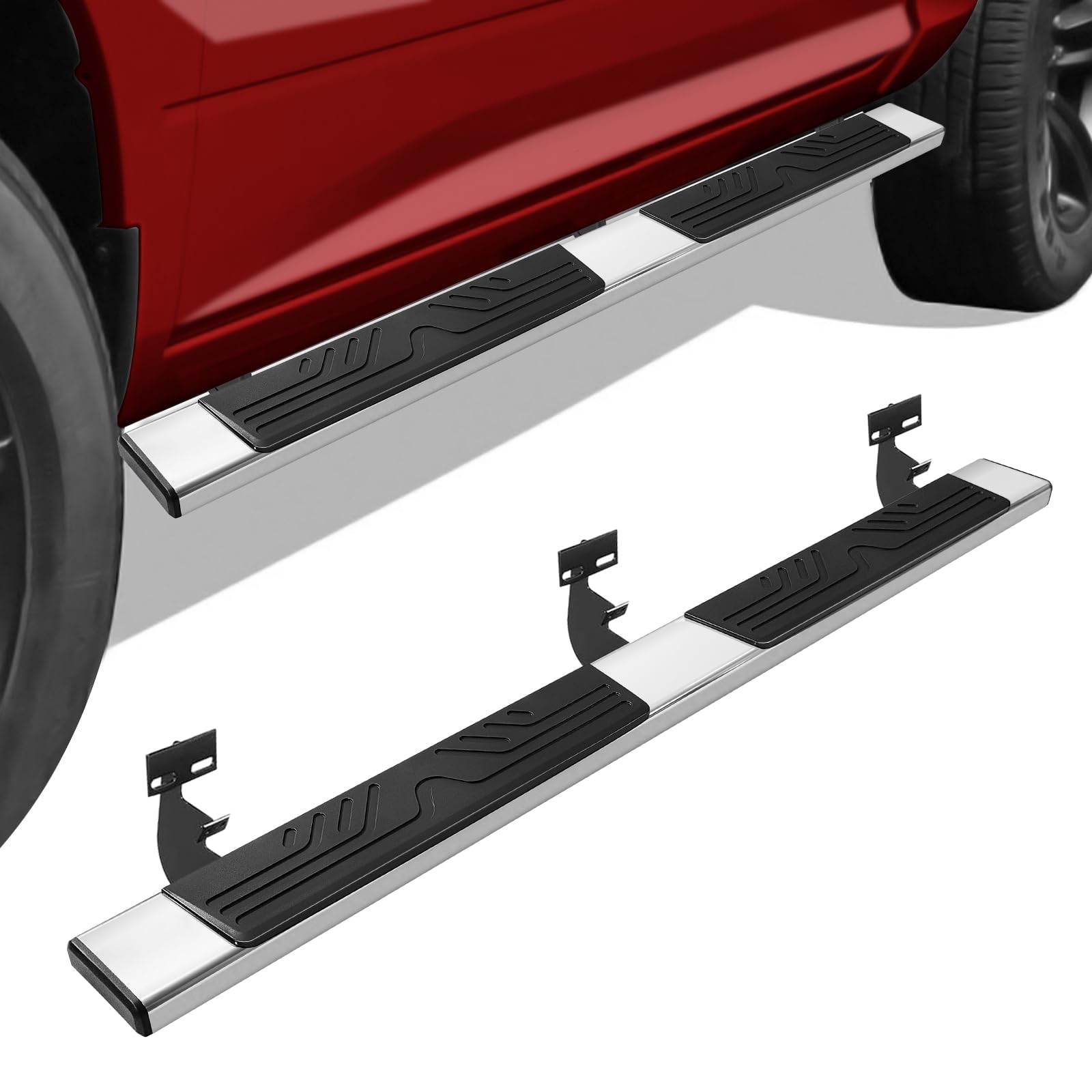 TNMT 6.5" Running Boards Compatible with 2009-2018 Dodge Ram 1500,2010-2024 2500/3500,2019-2024 Ram 1500 Classic Crew Cab Mirror Stainless Steel Nerf