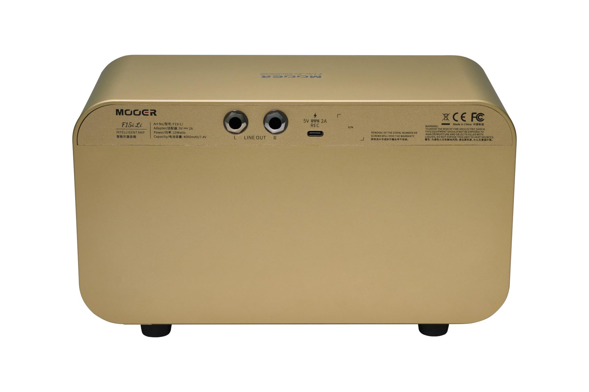 Mooer F15i Li – Multi Effects & Modeling Guitar Combo, 15 Watt, con batteria – Imperial Gold