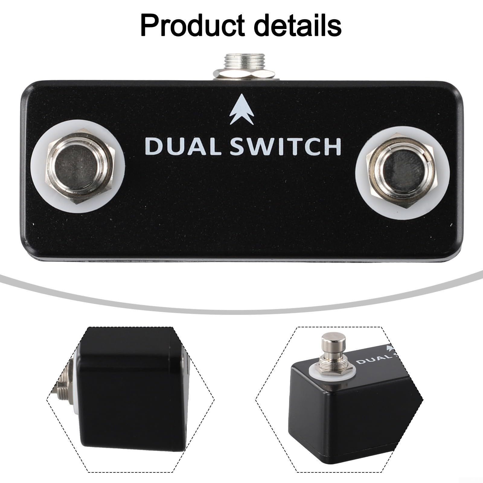 Dual Switch - Pedale per chitarra True Bypass, alloggiamento in metallo | Circuito True Bypass, doppio interruttore momentaneo, alloggiamento interamente in metallo, colore nero, design compatto
