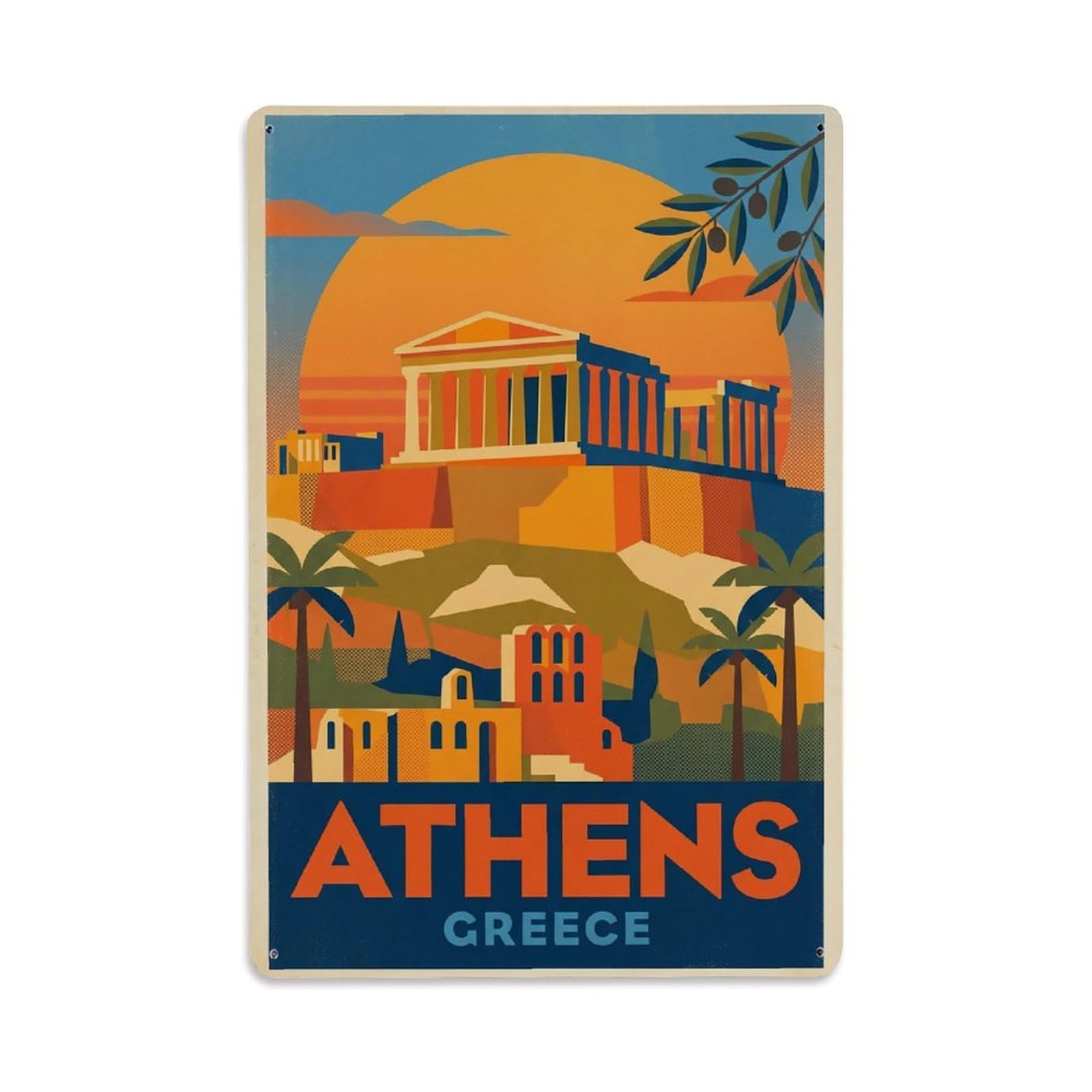 Retro Travel Greece Athens Metal Tin Sign
