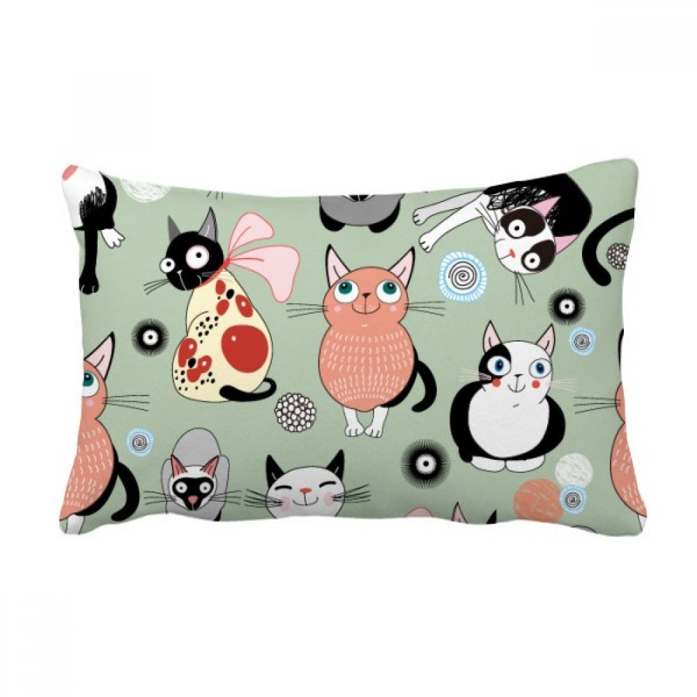 Coussin chat mignon pour canapé salon oreiller lombaire décoratif multicolore 16x24 pouces