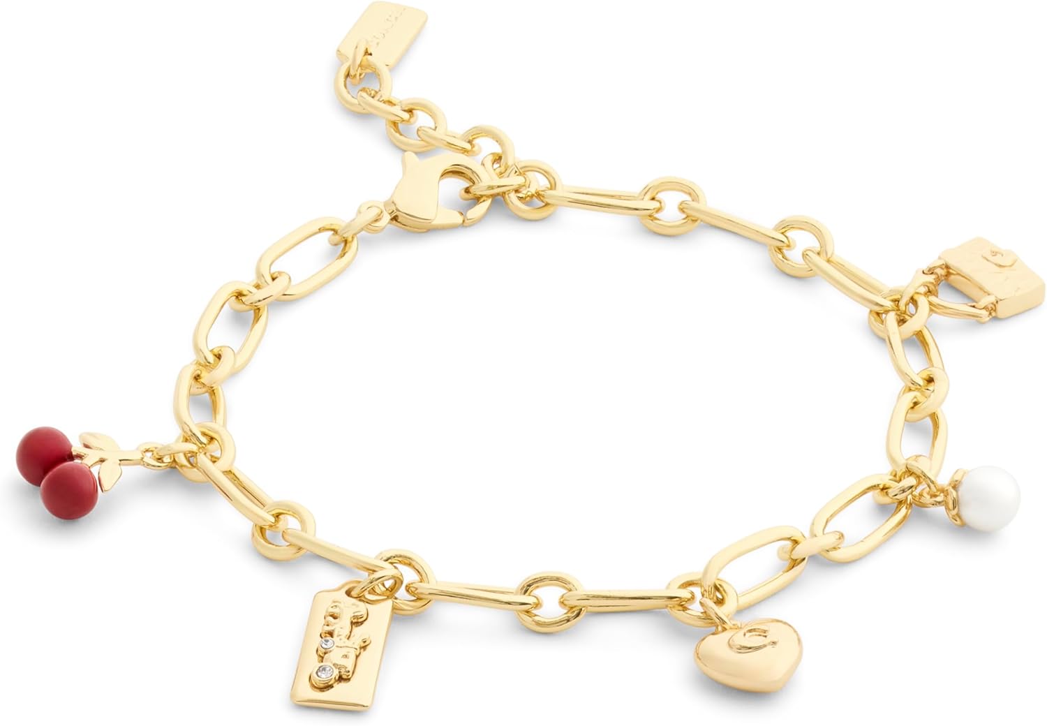 COACH Jewelry Women's Signature Cherry Charm Link Bracelet