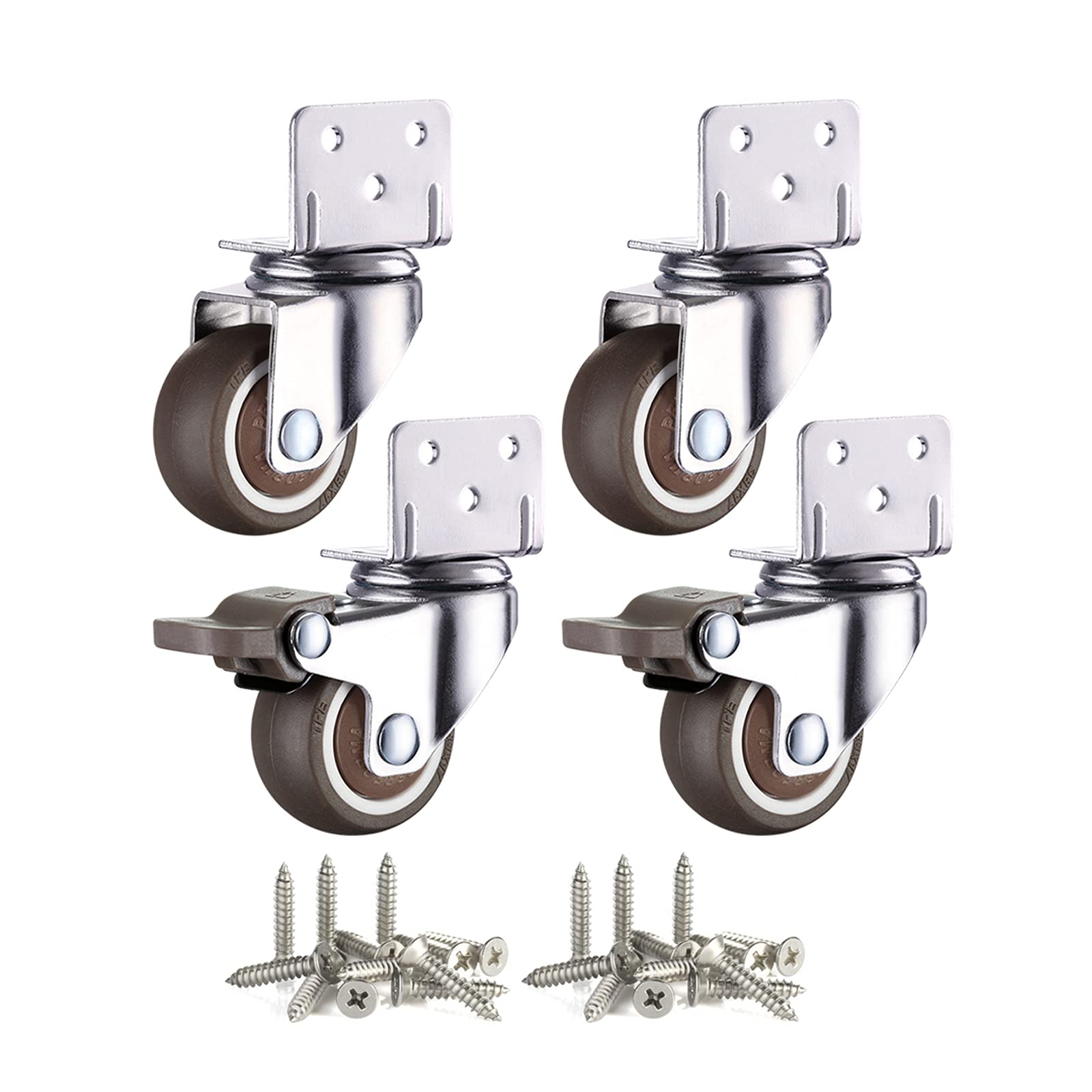 iEago RC 4Pcs Moving Castors 25mm Castor Wheels with Brakes 90 Degrees Furniture Castors Wheels