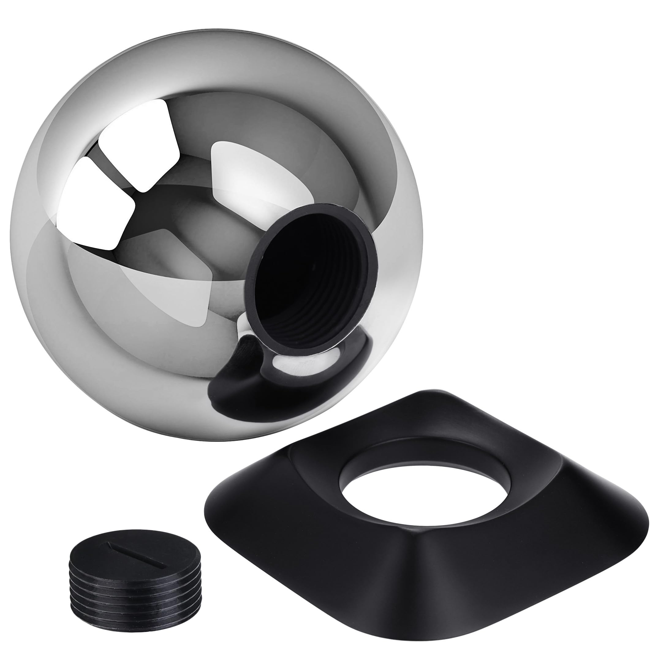 Kugelförmige Edelstahl-Urne mit separater ABS-Basis, wasserdichte Urne für den Außenbereich, für erwachsene Asche, Urne für den Garten (Gedenktafel, NO)
