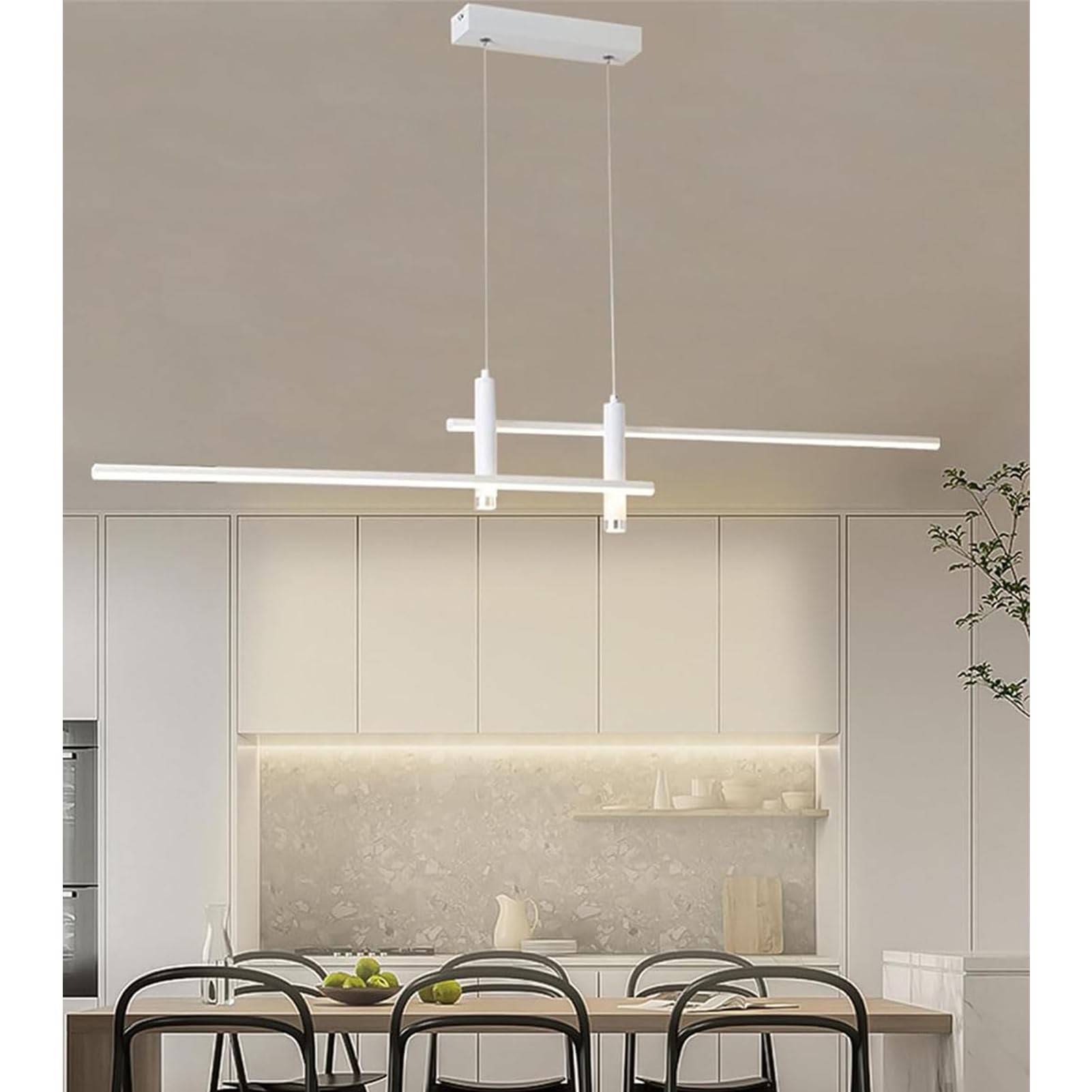 Nowoczesna lampa wisząca LED do jadalni i jadalni – ściemniana, regulacja wysokości za pomocą pilota zdalnego sterowania – lampa wisząca do kuchni, biura, salonu – żyrandol o liniowym