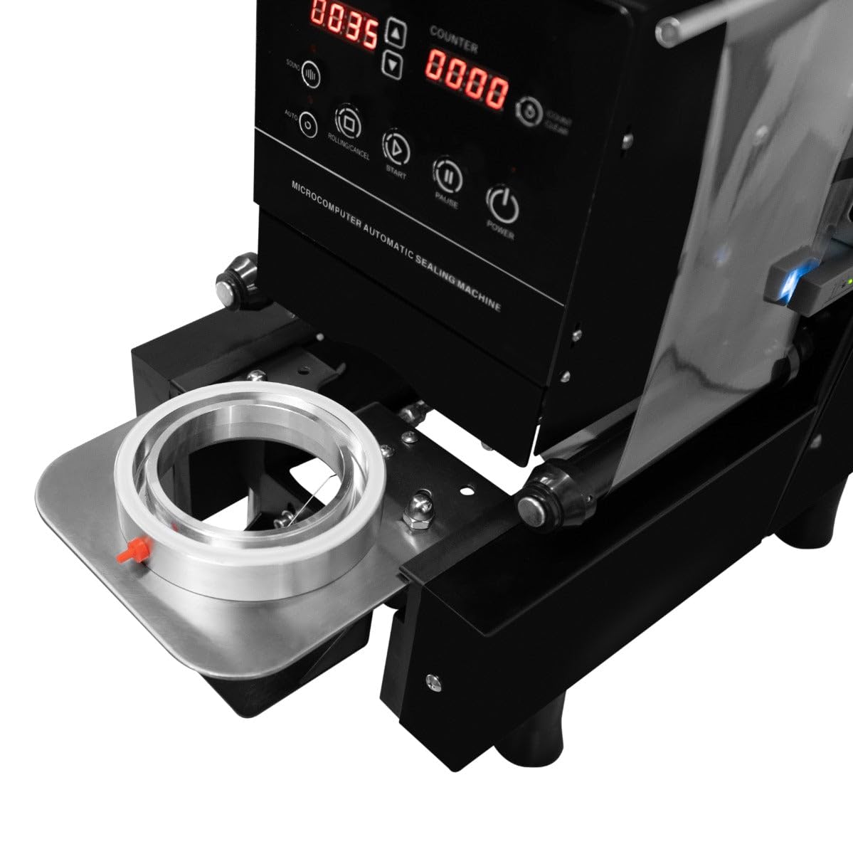 Machine à sceller les tasses électrique 500 W entièrement automatique sous vide Panneau LCD en acier commercial Bubble Milk Tea Coffee Smoothies Papier plastique 90 mm 95 mm de diamètre 500-650 tasses